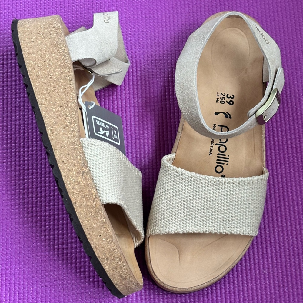 Birkenstock | Papillio Glenda Leather & Canvas Wedge Sandals 🦋
